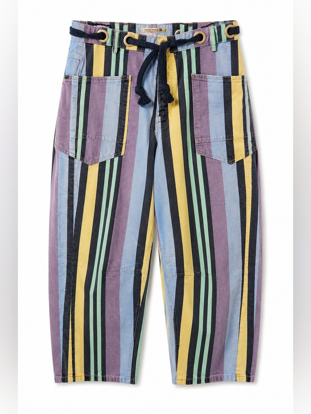 We The Free Moxie Barrel Jeans Printed Summer Stripe, Periwinkle, 31